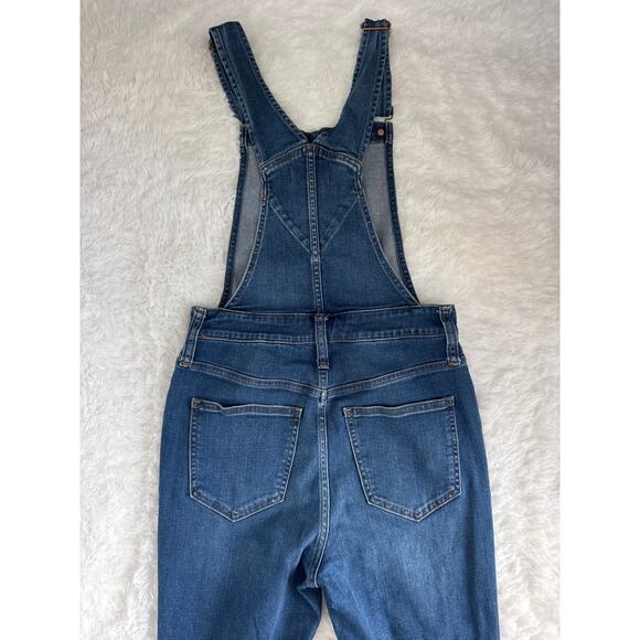 Madewell Denim Overalls Medium Wash Distressed Knees size ziper  Medium - Picture 5 of 10